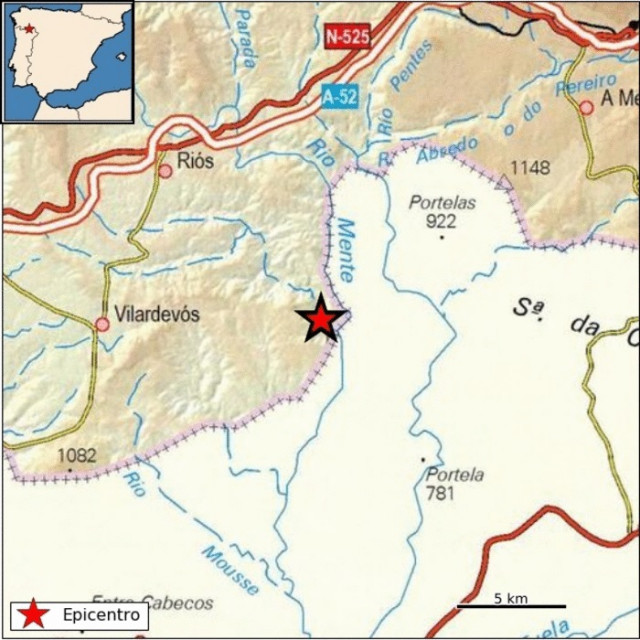 Sismo rexistrado en Riós (Ourense).