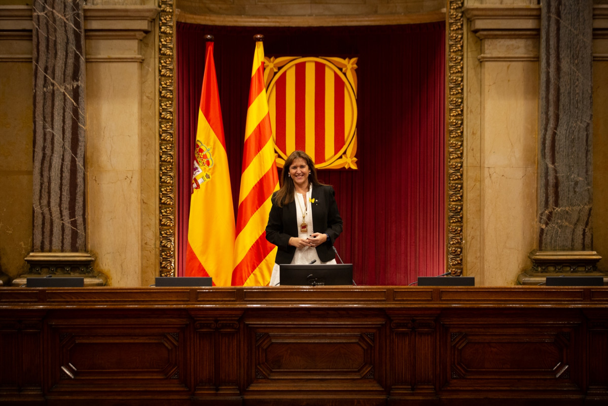 A candidata de Junts, Laura Borràs, a l'Auditori do Parlament de Catalunya després de ser proclamada presidenta da cambra catalá en l'inici da XIII lexislatura. Catalunya (Espanya), 12 de març do 2021.