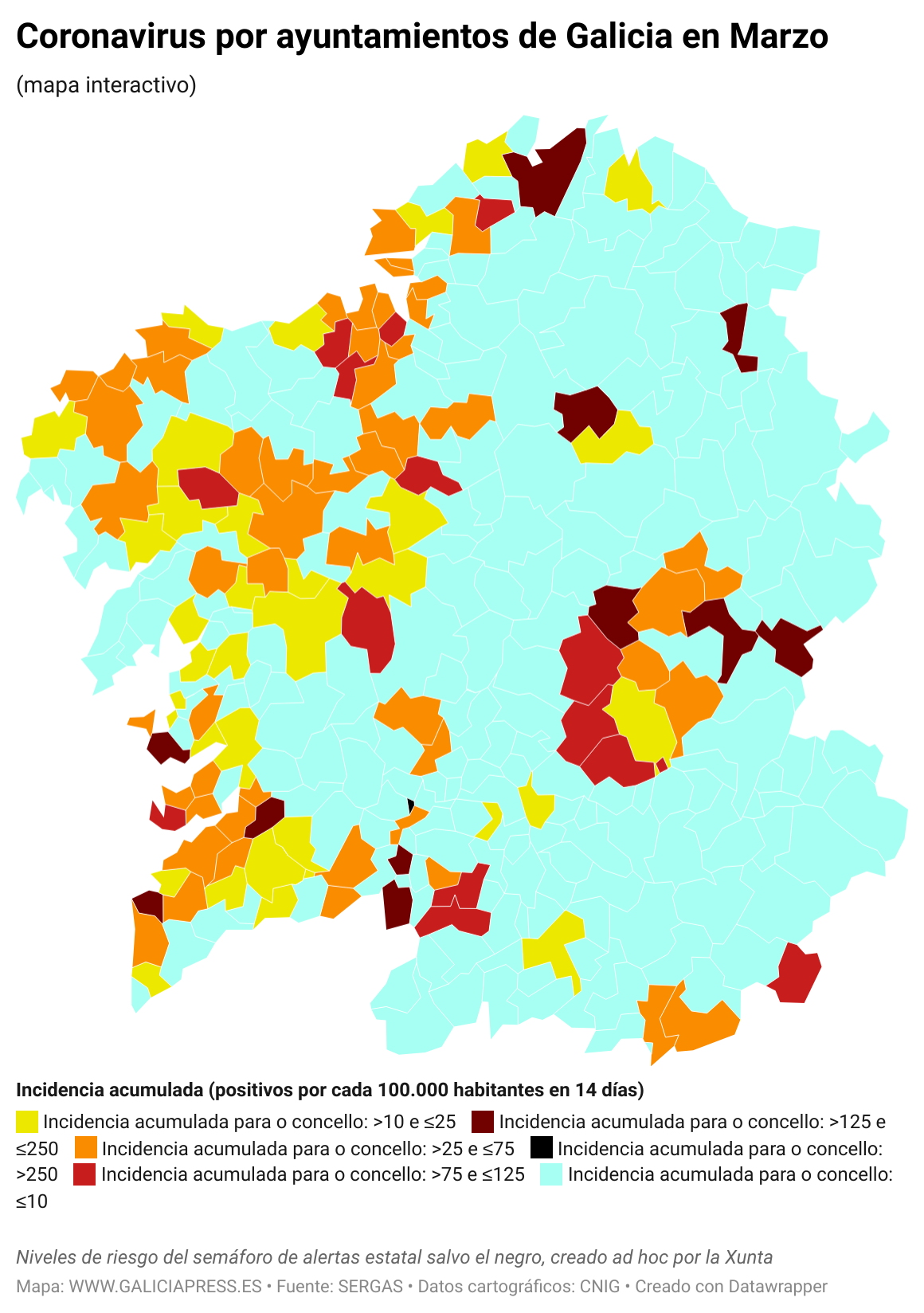 OyNYV coronavirus por concellos de galicia en marzo