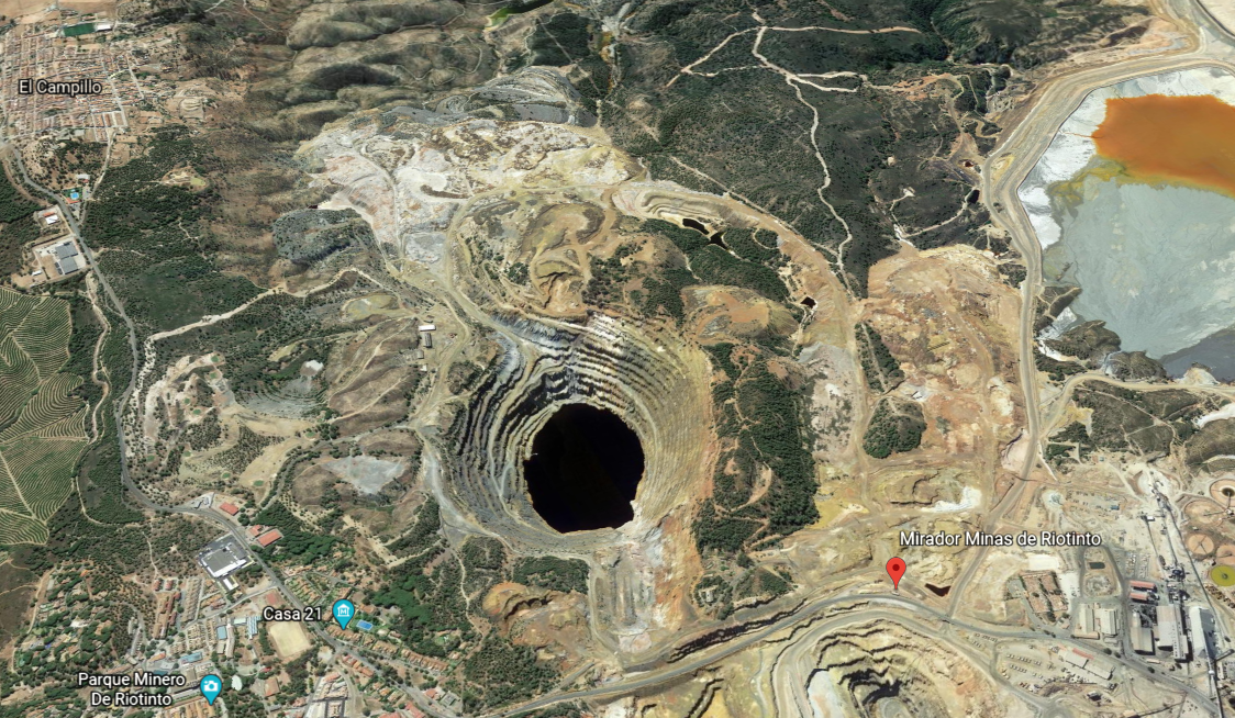 A fu00e1brica de tecnosoles estaru00eda nas proximidades da actual mina de cobre de Ru00edo Tinto