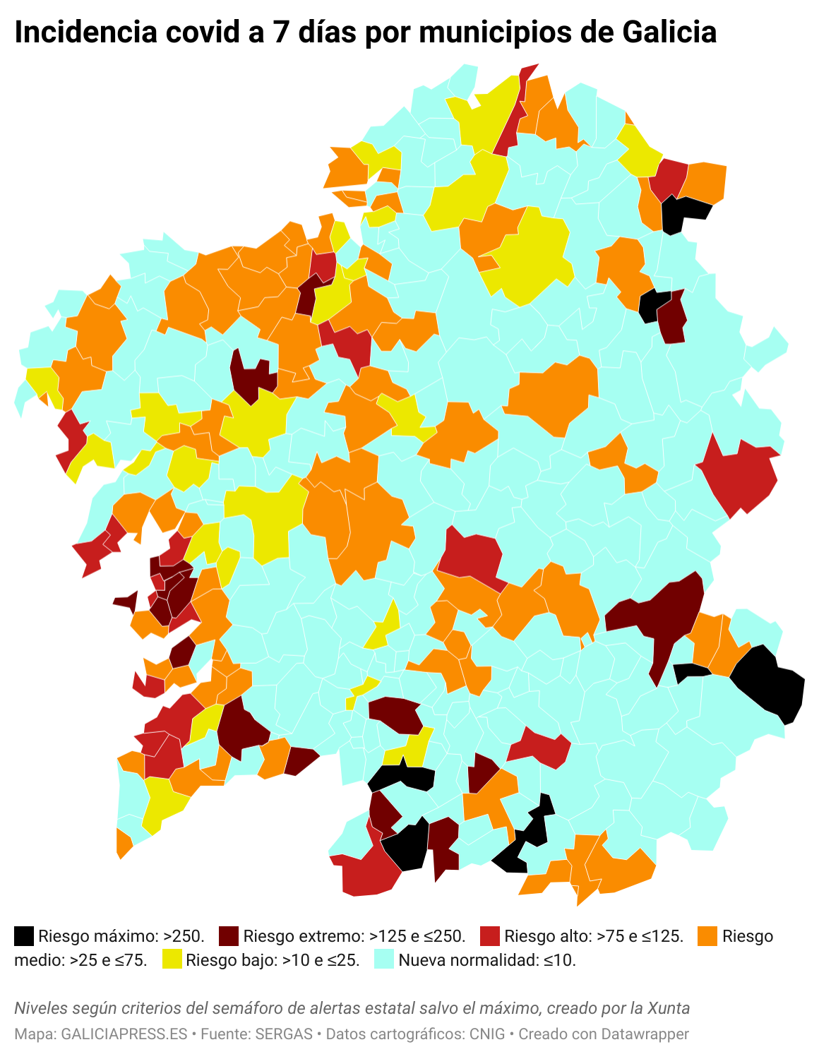 3nVNj incidencia covid a 7 d as por municipios de galicia 