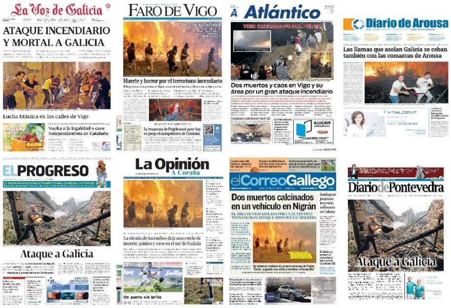 Colaxe de prensa en Galicia durante a gran vaga de incendios realizado por Axarquu00eda