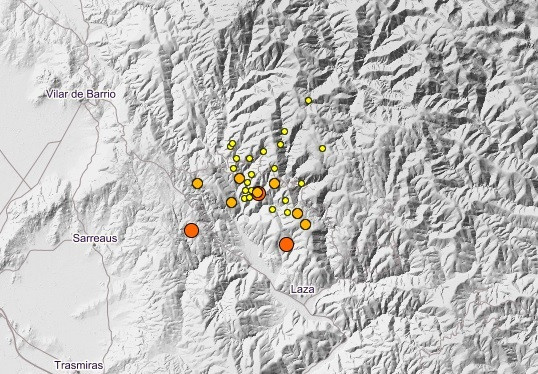 Movementos sísmicos detectados na área de Laza desde o pasado xoves.