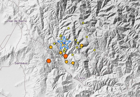 Tremores rexistrados na área de Laza desde o pasado xoves.