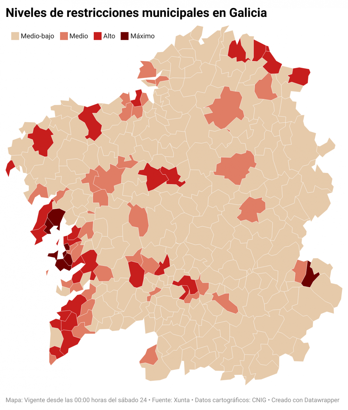 PSnmy niveis de restricións municipais en galicia