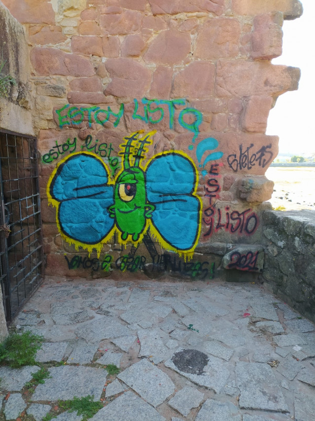 Grafiti realizado no muíño de mareas