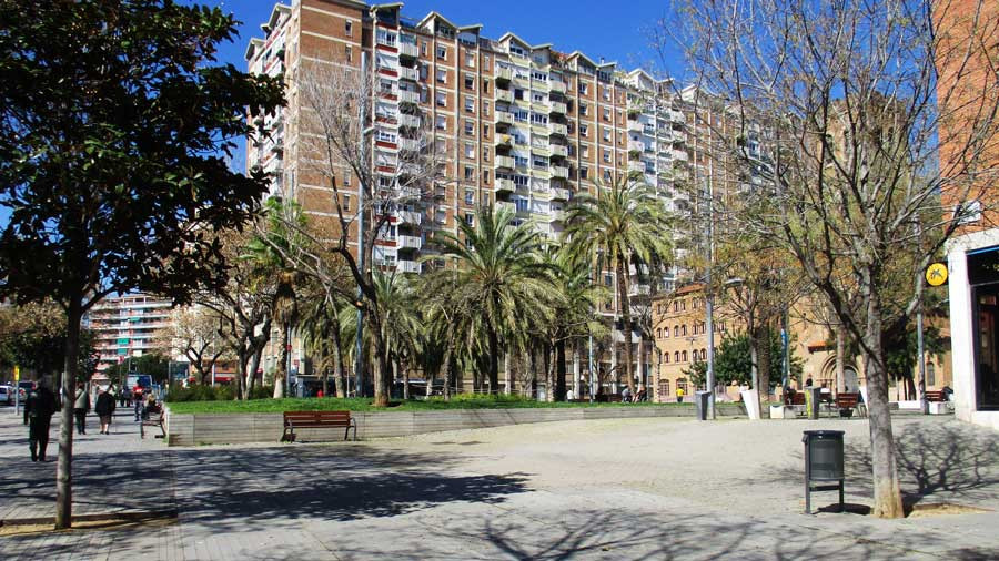 Praza de Barcelona de Elxe nunha foto de Hercal