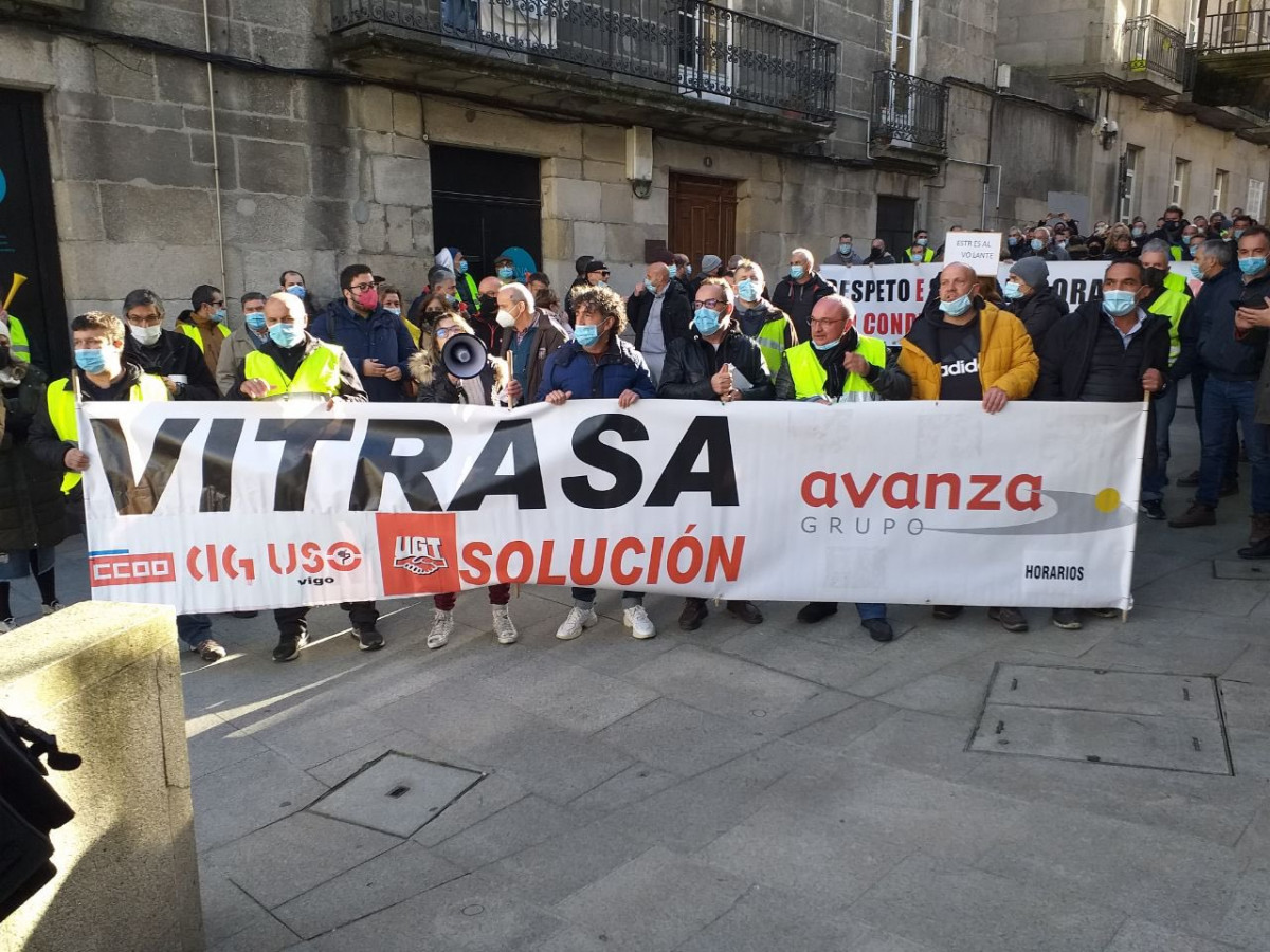 Protesta dos traballadores de Vitrasa nunha foto de Marea de Vigo