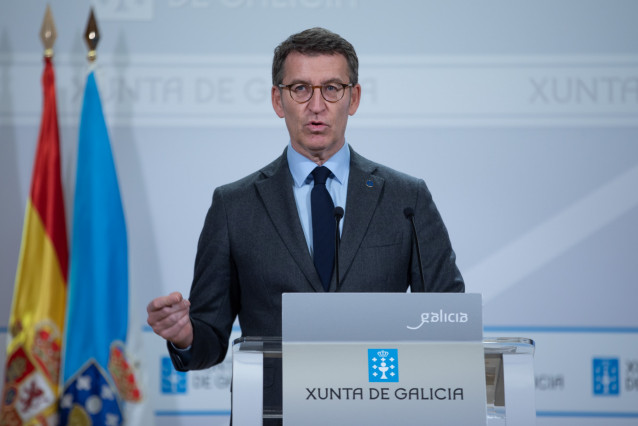 O presdiente da Xunta, Alberto Núñez Feijóo, na rolda de prensa tras o Consello do 10 de decembro.