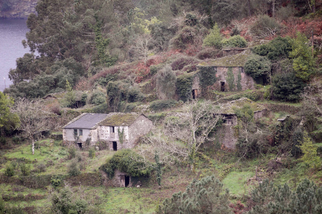 Vista xeral da aldea de San Xiao, situada na Ribeira Sacra, ao 10 de xaneiro de 2022, en San Xiao, Carballedo, Lugo, Galicia, (España).