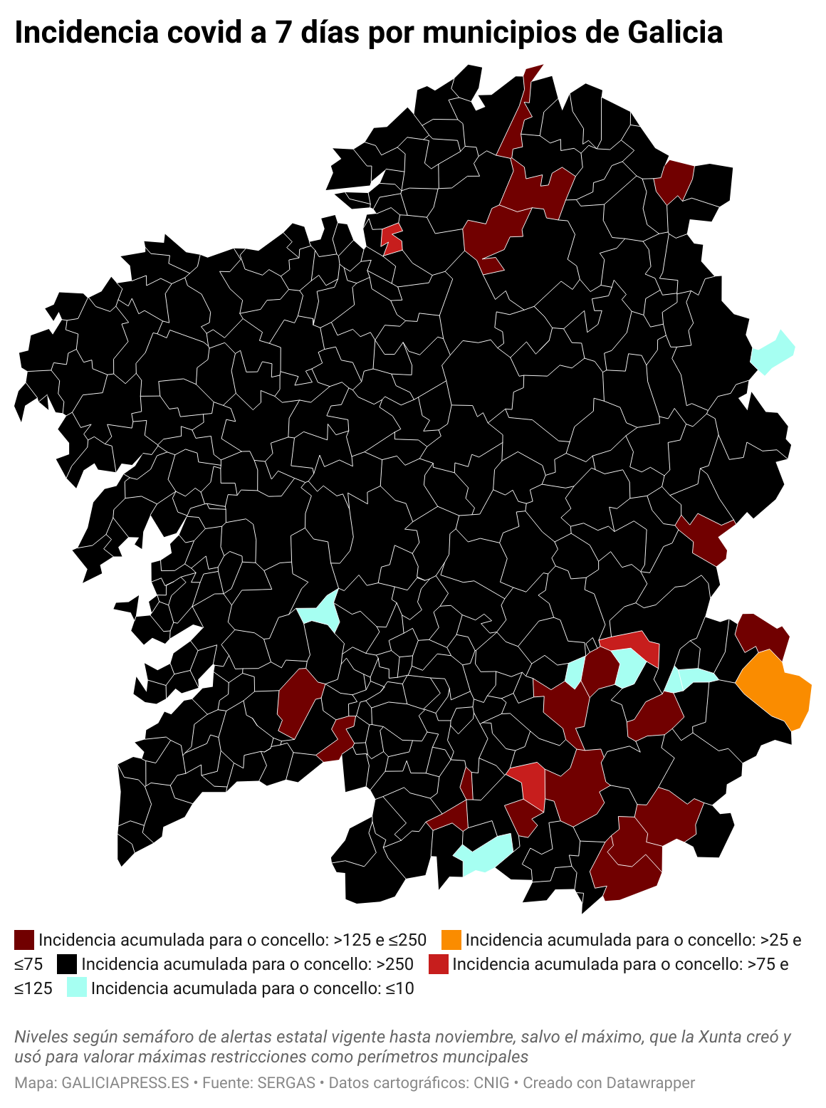 D4rdM incidencia covid a 7 d as por municipios de galicia