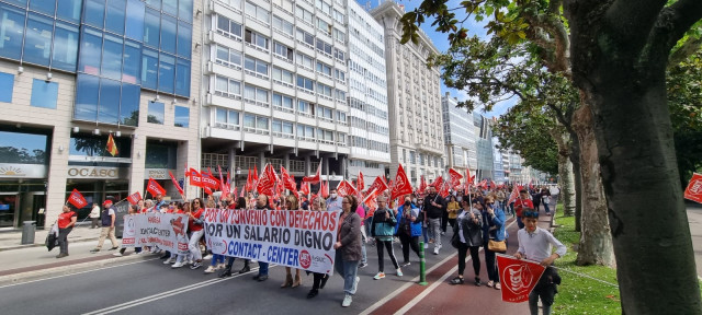 Manifestación do sector do 'contact center' pola Coruña
