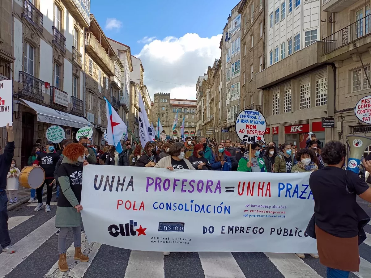 Unha pasada protesta da CUT reclamando o fin da precariedade en Educaciu00f3n