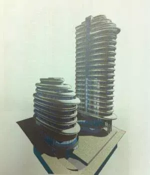Diseño inicial de una de las torres Copasa que la constructora facilitó a la prensa local