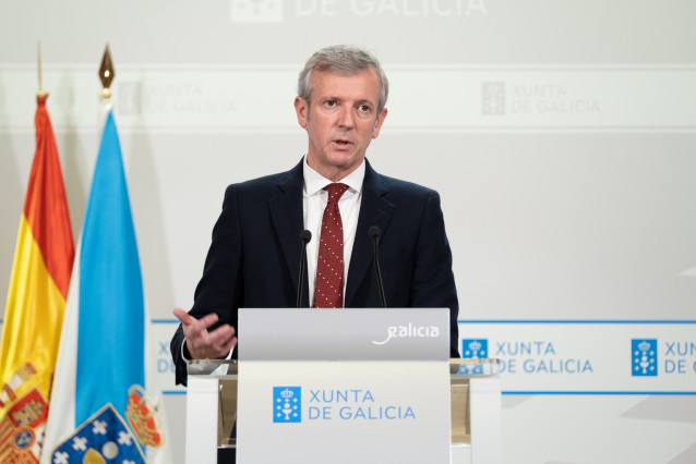 Comparecencia de Alfonso Rueda en una rueda de prensa posterior al Consello de la Xunta.