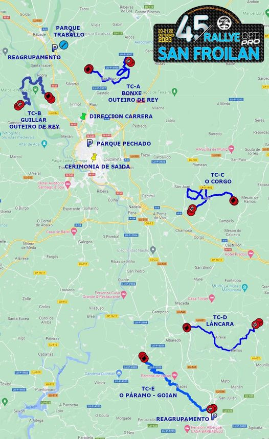 Mapa de tramos del Rally San Froilu00e1n 2023