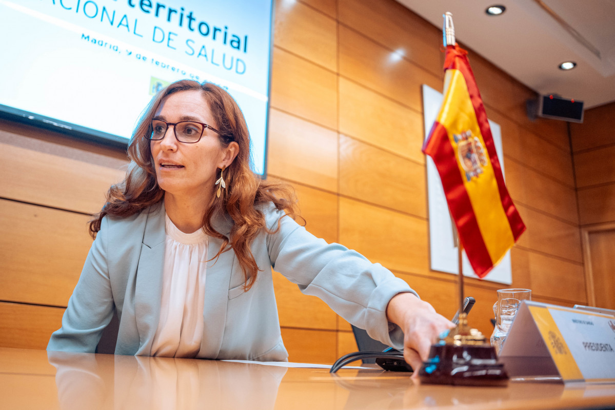 La ministra de Sanidad, Mónica García, durante el pleno del Consejo Interterritorial del Sistema Nacional de Salud (CISNS), en el Ministerio de Sanidad, a 9 de febrero de 2024, en Madrid (España). 