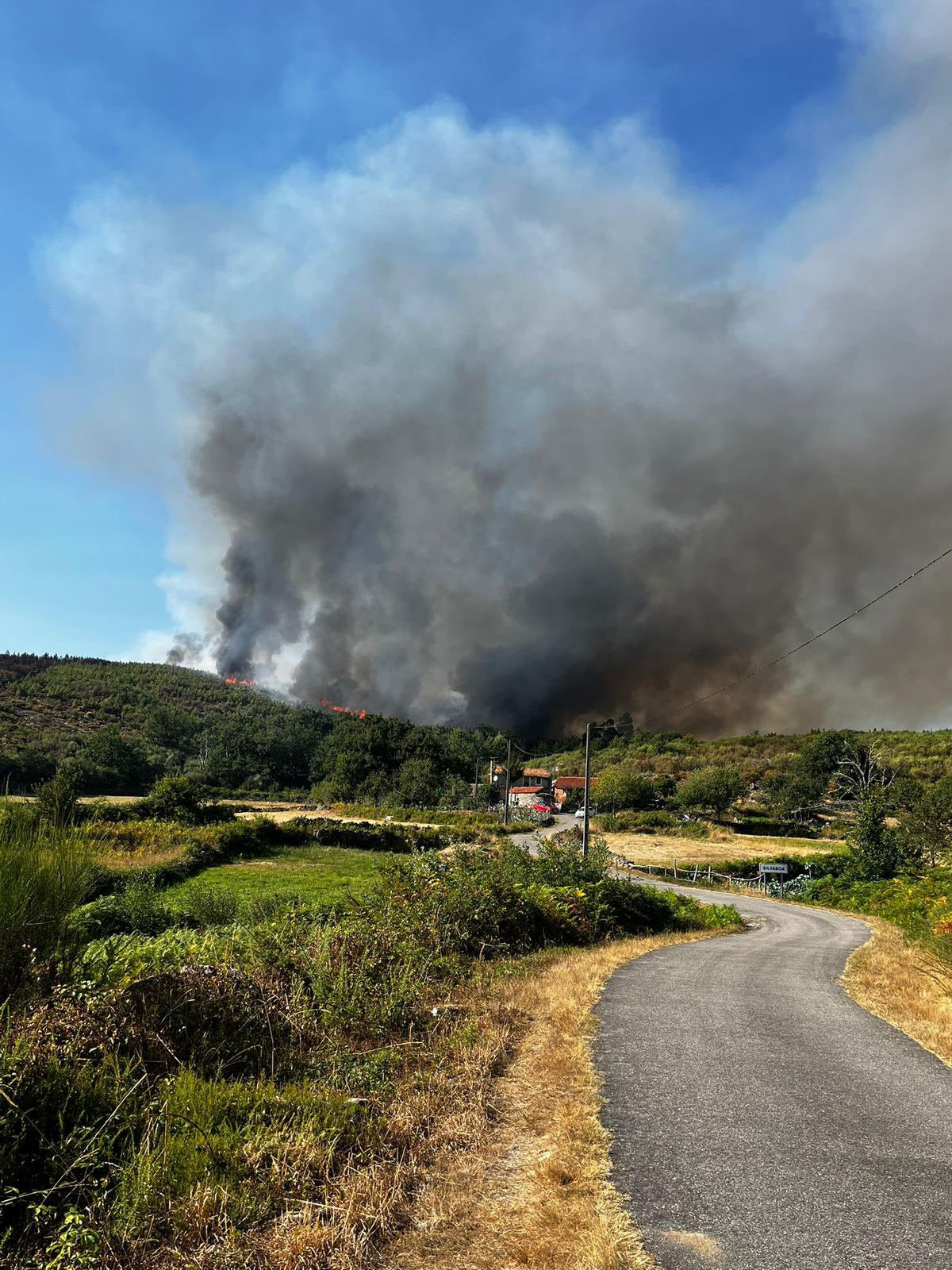 Incendio en San Mamede, Oseira, Cea en una imagen de Incendios Galicia Twitter