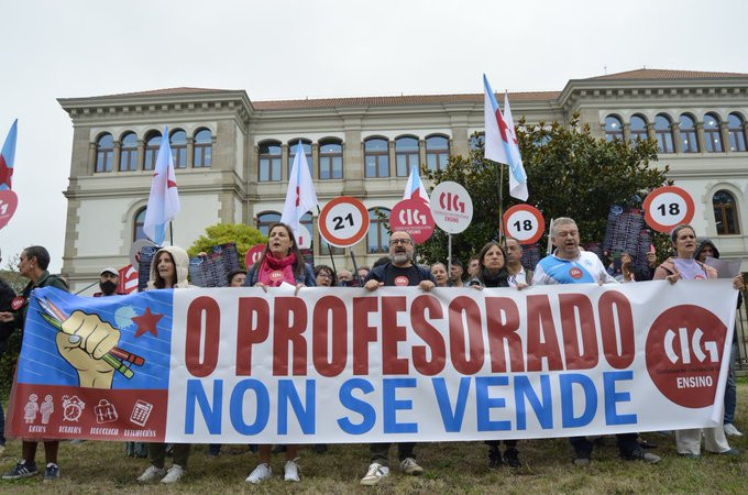 Una reciente protesta de CIG ensino ante la Xunta