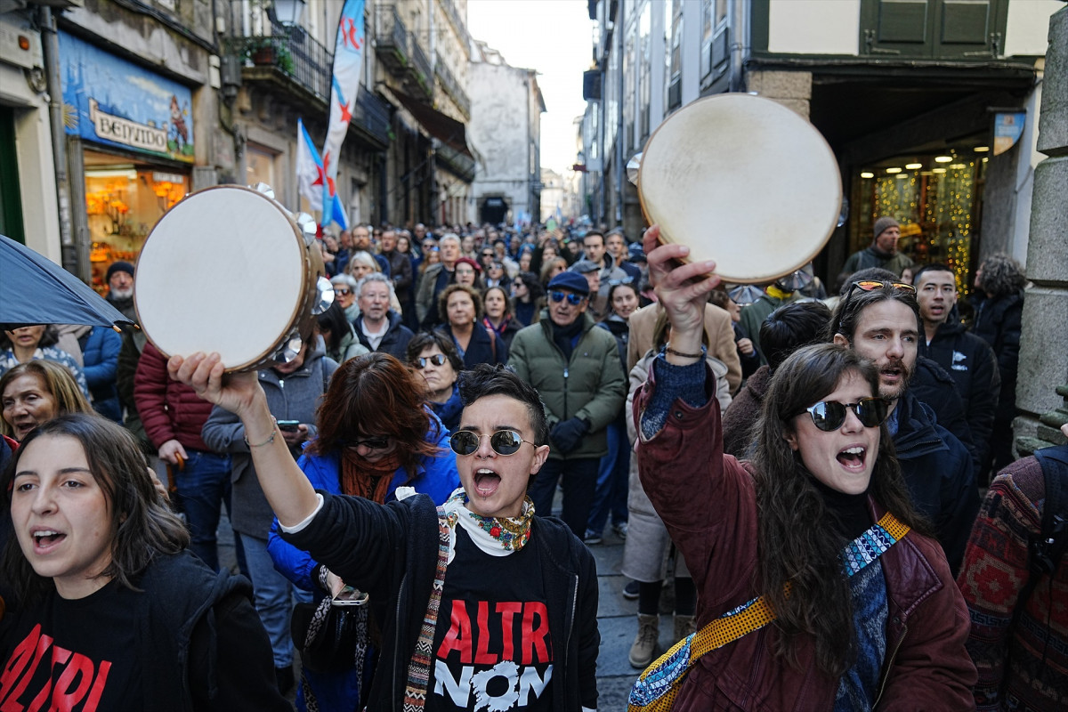 Protesta contra la empresa de celulosa Altri, a 15 de diciembre de 2024, en una foto de Álvaro Ballesteros