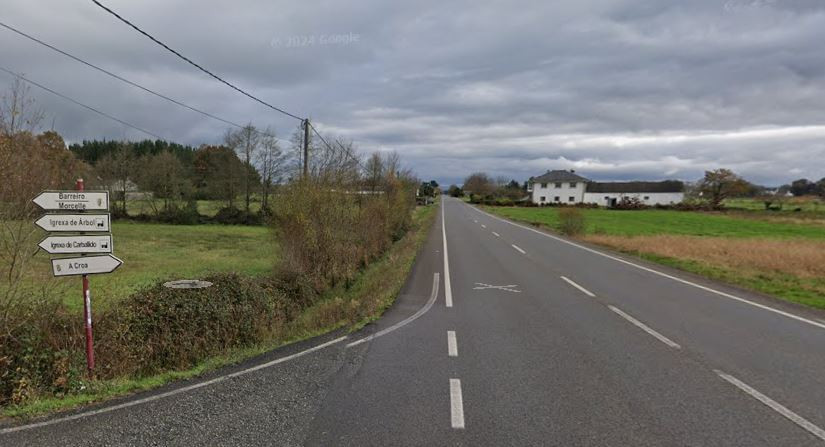 La carretera LU 120 a su paso por Arbol, Vilalba en una imagen de Google Street View