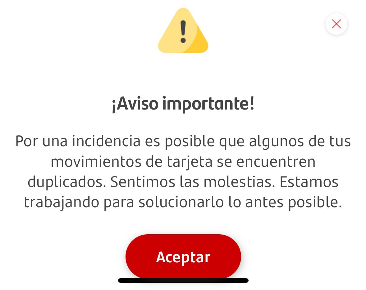 Aviso de cargos duplicados en el Santander